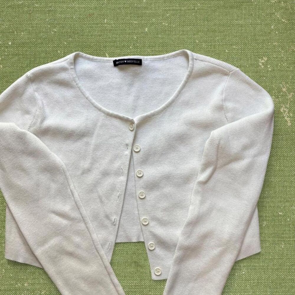 Brandy Melville, Women's Knit Ribbed Cream Cardigan, O/S